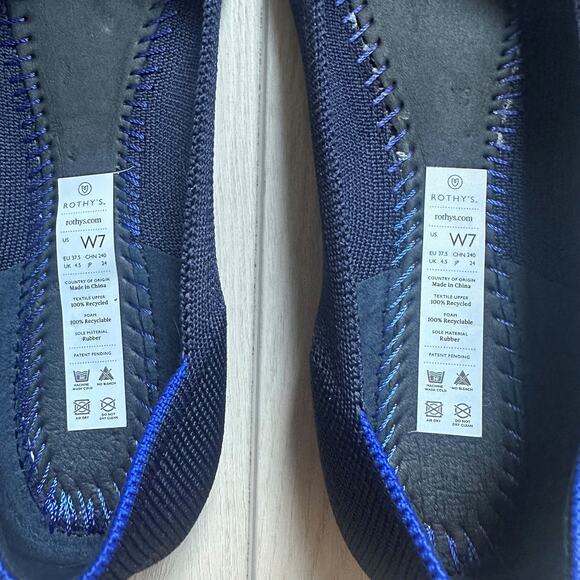 Rothy's The Point Maritime Navy fabric pointed recycled plastic bottle flats W7 - Picture 3 of 3
